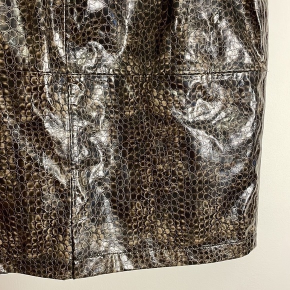 NWT Edgy Reptile Skirt Chicos Design Croc Retro Brown 12 90s Y2K Mini Faux - Picture 9 of 13